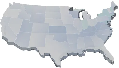 Map of the United States used for the office locator